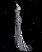 Sexy Mermaid Strapless Sequin Silver Evening Gowns Long Prom Dresses