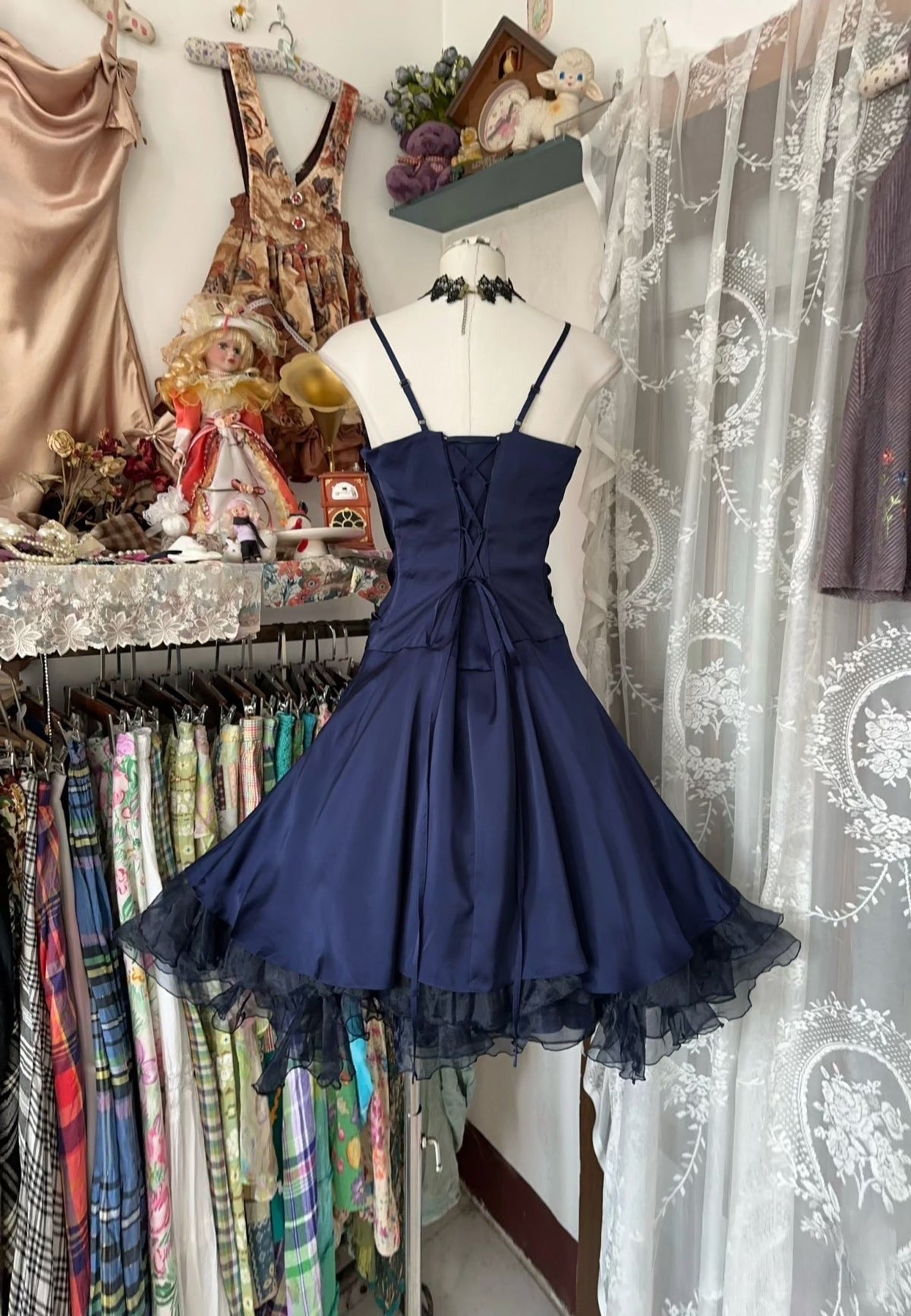 Vintage Fashion Ball Gown Navy Blue Short Length Homecoing Birthday Dress Cocktail Dresses