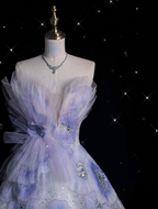 Aesthetic Ball Gown Sweetheart Lilac Tulle Party Dress Long Prom Dress Evening Dresses