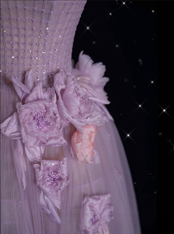 Classy Ball Gown Strapless Lilac Tulle Party Dress Long Prom Dress Evening Dresses