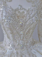 Timeless Ball Gown Scoop Long Sleeves Lace White Wedding Dresses Brides Dress