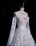 Timeless Ball Gown Off The Shoulder White Lace Long Wedding Dresses Bridal Dress