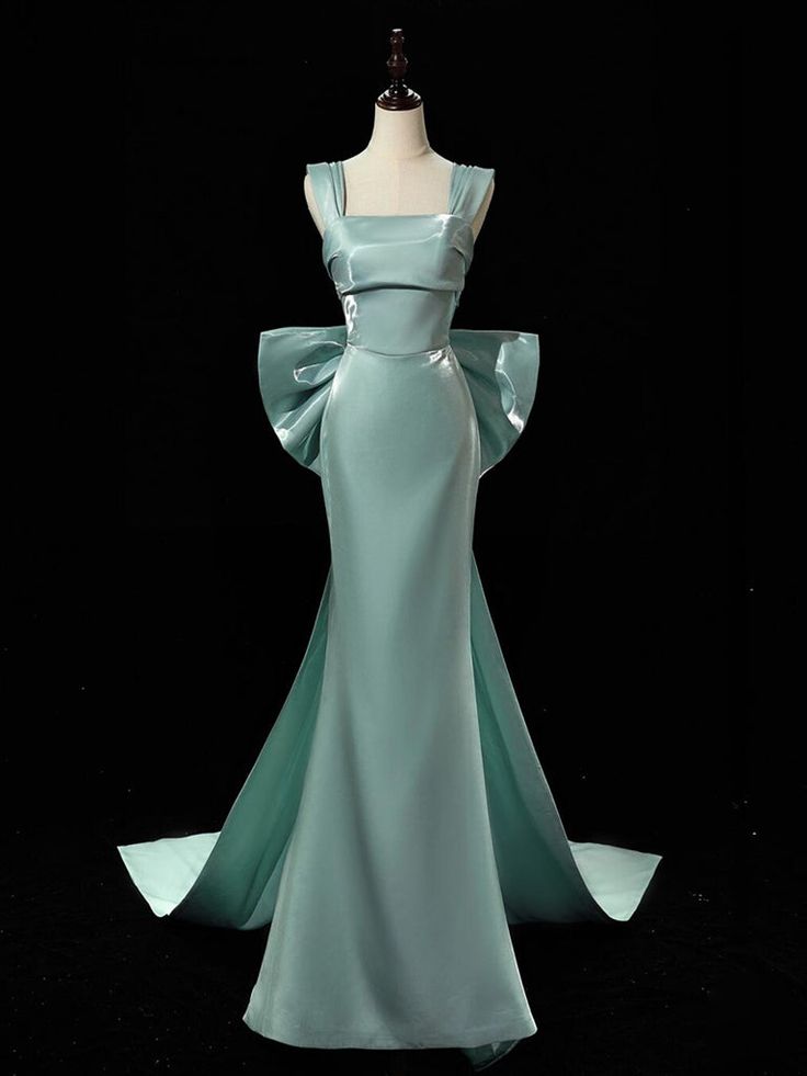 Simple Satin Long Prom Dress Long Formal Dress With Bow Evening Gowns
