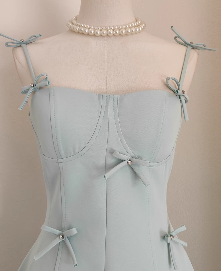 Simple Ball Gown Straps Satin Blue Short Birthday Outfits 16th Birthday Dresses