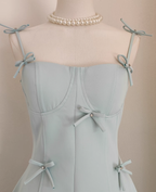 Simple Ball Gown Straps Satin Blue Short Birthday Outfits 16th Birthday Dresses