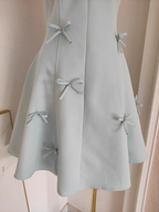 Simple Ball Gown Straps Satin Blue Short Birthday Outfits 16th Birthday Dresses