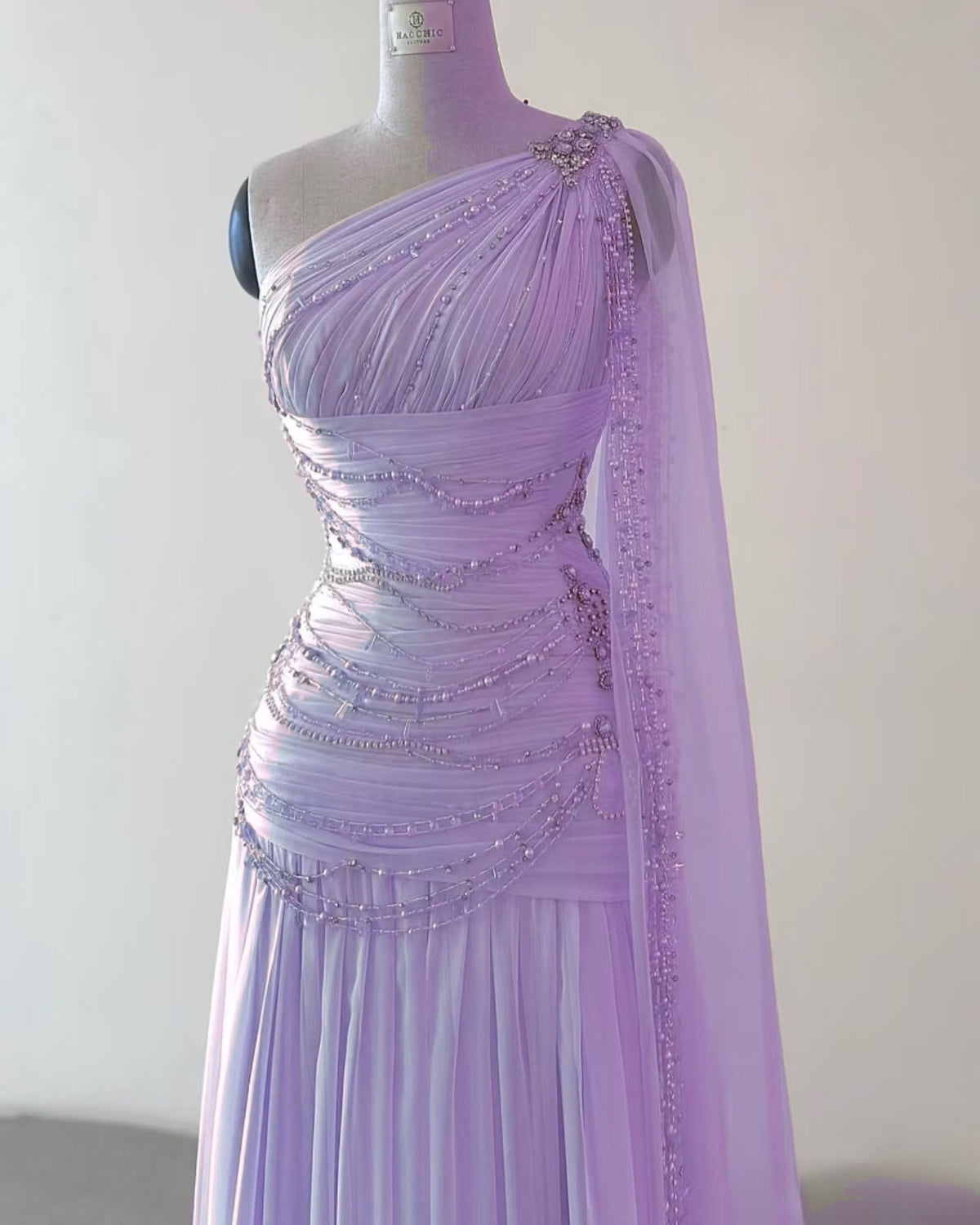 Classy Sheath One Shoulder Pink Long Chiffon Evening Gown Prom Dresses