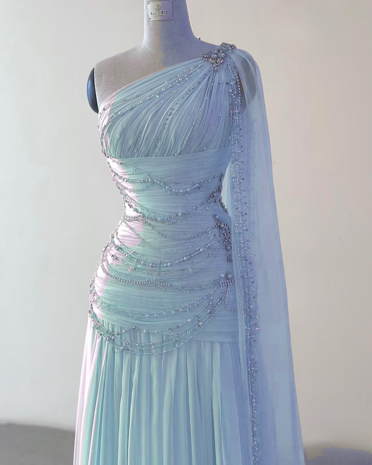 Classy Sheath One Shoulder Pink Long Chiffon Evening Gown Prom Dresses