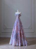 Pretty A line Sweetheart Tulle Long Prom Dresses Evening Gowns