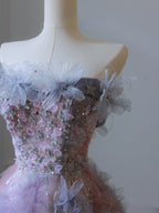 Pretty A line Sweetheart Tulle Long Prom Dresses Evening Gowns