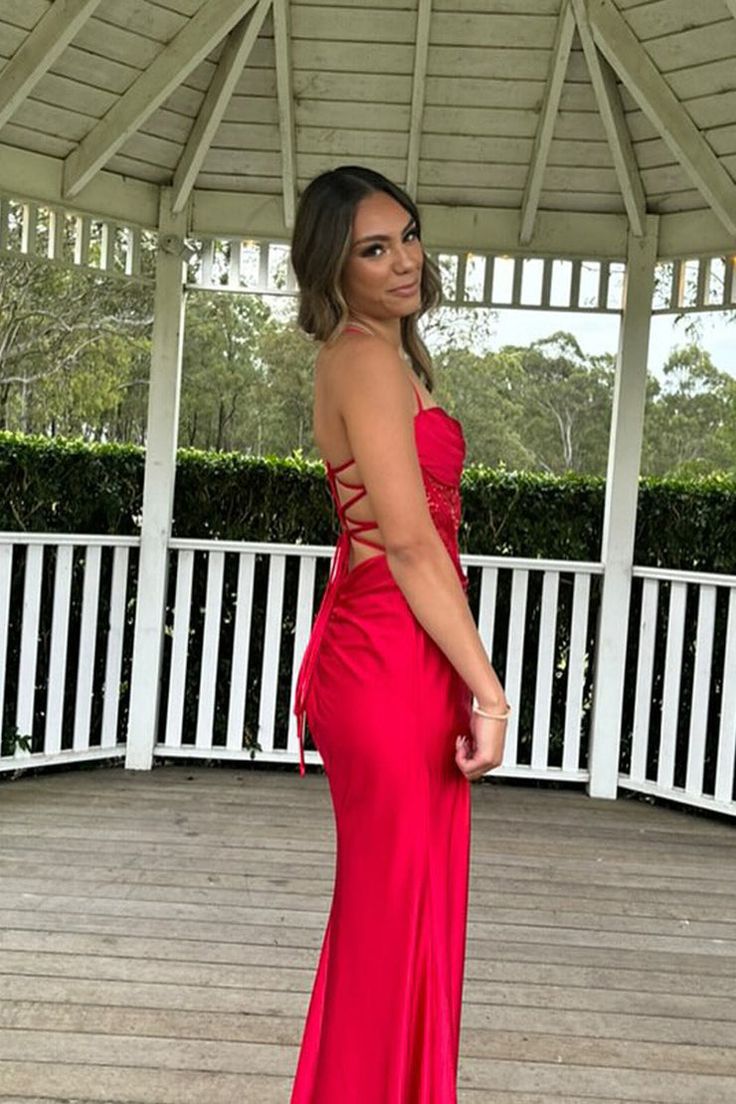 Pretty Sage Scoop Neck Satin Mermaid Long Prom Dress with Slit Formal Gown Evening Dress