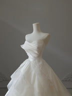 Timeless Ball Gown Strapless Satin Ivory Long Wedding Dress Bridal Dresses