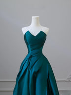Classy Ball Gown Strapless Satin Ruffles Long Evening Dress Prom Dresses