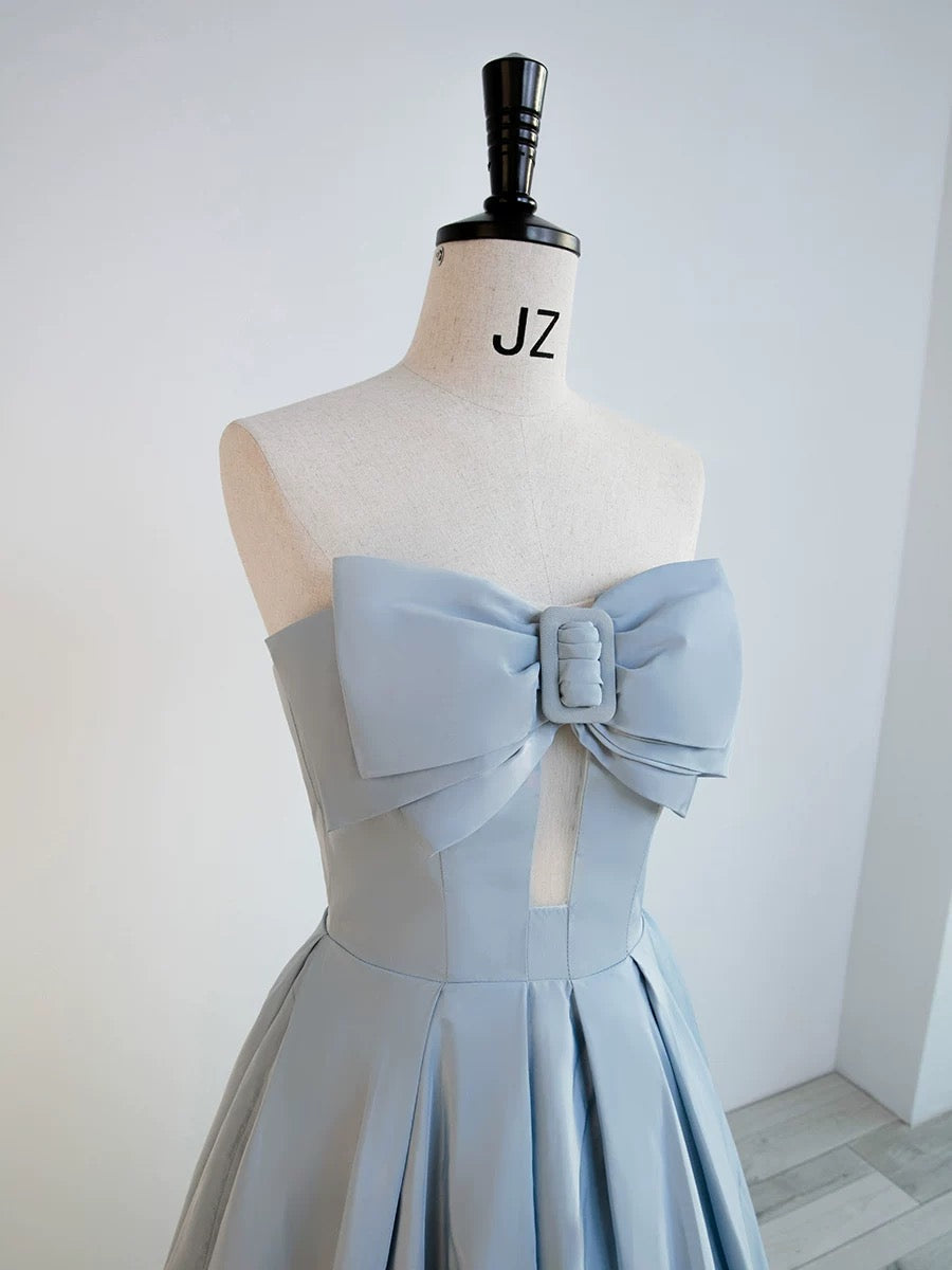 Gorgeous Balll Gown Sweetheart Blue Satin Long Evening Dress Prom Dresses