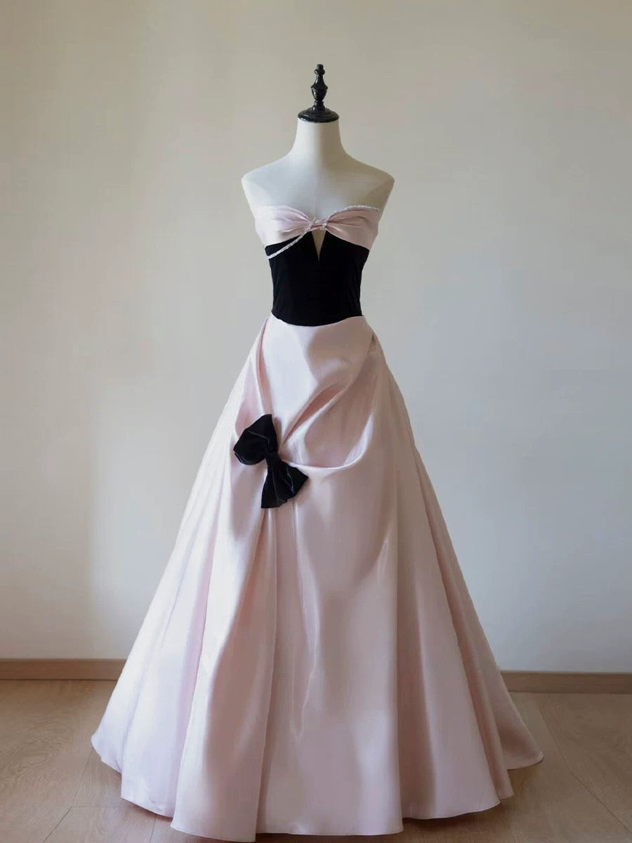 Sexy Ball Gown Sweetheart Neckline Pink Satin Evening Dress Prom Dresses
