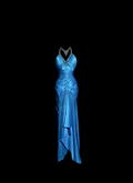 Vintage Mermaid Halter Neck Royal Blue Satin Backless Prom Gown Fairy Prom Dresses