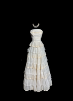Vintage Ball Gown Strapless White Lace Prom Gown Fairy Prom Dresses