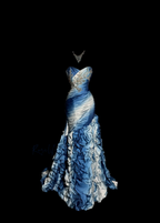 Vintage Mermaid Sweetheart Sleeveless Long Blue Prom Gown Fairy Prom Dresses