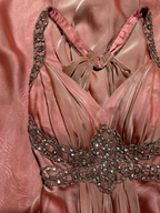Vintage Mermaid V Neckline Pink Backless Long Prom Gown Fairy Prom Dresses