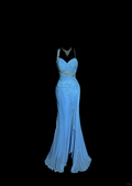Vintage Mermaid Sweetheart Blue Chiffon Long Prom Gown Fairy Prom Dresses