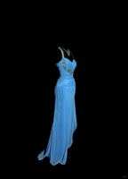 Vintage Mermaid Sweetheart Blue Chiffon Long Prom Gown Fairy Prom Dresses