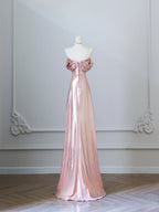 Pretty A Line Off The Shoulder Sequin Pink Long Prom Dresses Evening Gowns
