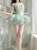 Retro Ball Gown Spaghetti Straps Mint Green Homecoming Dresses Birthday Outfits