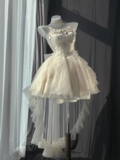 Retro Ball Gown Spaghetti Straps Ivory Homecoming Dresses Birthday Outfits