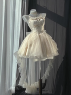 Retro Ball Gown Spaghetti Straps Ivory Homecoming Dresses Birthday Outfits