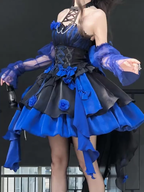 Retro Ball Gown High Neckline Short Royal Blue Cocktail Dresses Birthday Outfits