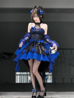 Retro Ball Gown High Neckline Short Royal Blue Cocktail Dresses Birthday Outfits