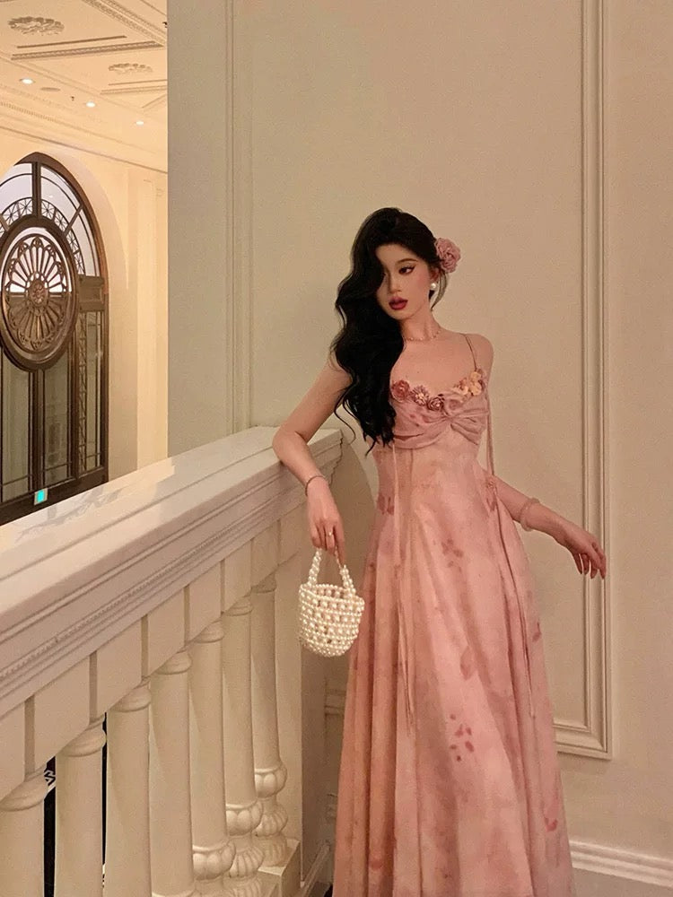 Classy A Line Spaghetti Straps Pink Lace Prom Dresses Birthday Outfits Evening Gown