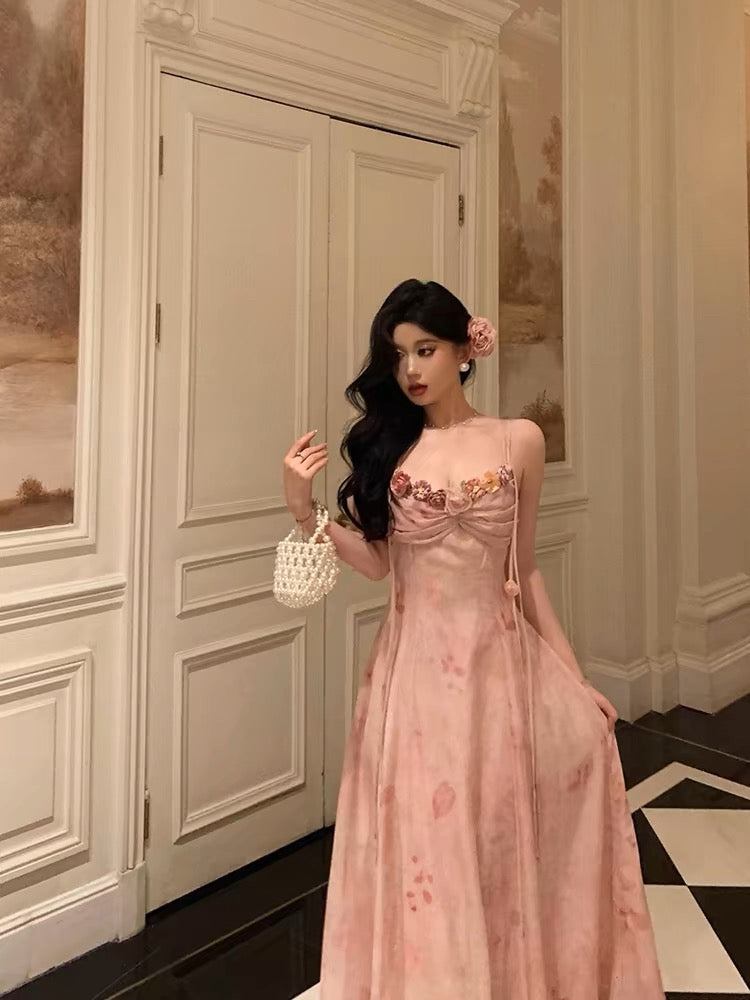 Classy A Line Spaghetti Straps Pink Lace Prom Dresses Birthday Outfits Evening Gown