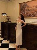 Classy A Line Straps White Prom Dresses Birthday Outfits Evening Gown