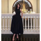 Simple A line Scoop Neckline Black Backless Prom Dresses Birthday Outfits Evening Gown