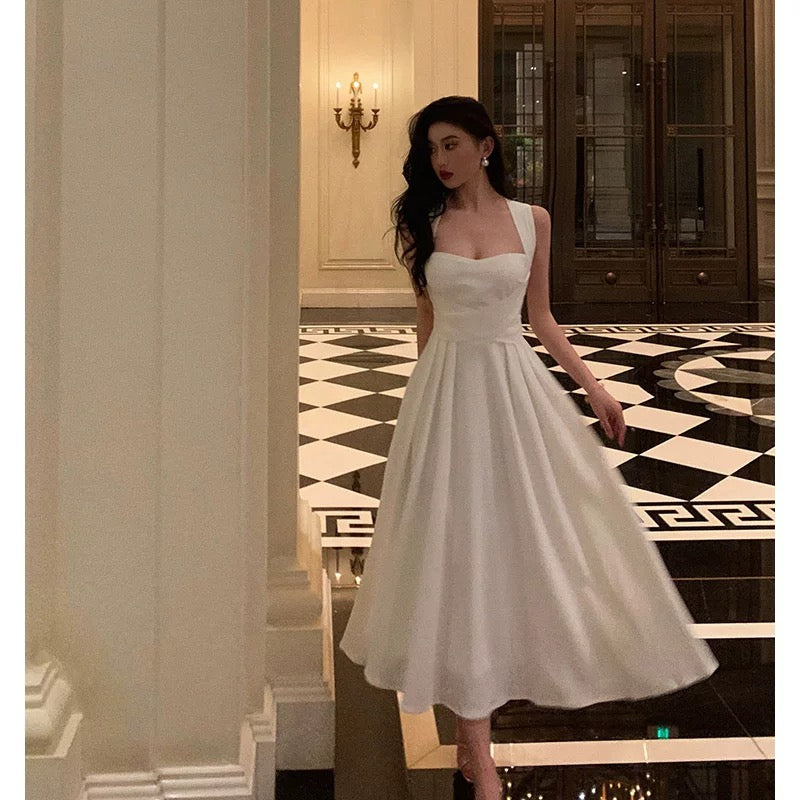 Classy A line Square Neckline Ivory Prom Dresses Birthday Outfits Evening Gown