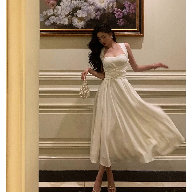 Classy A line Square Neckline Ivory Prom Dresses Birthday Outfits Evening Gown