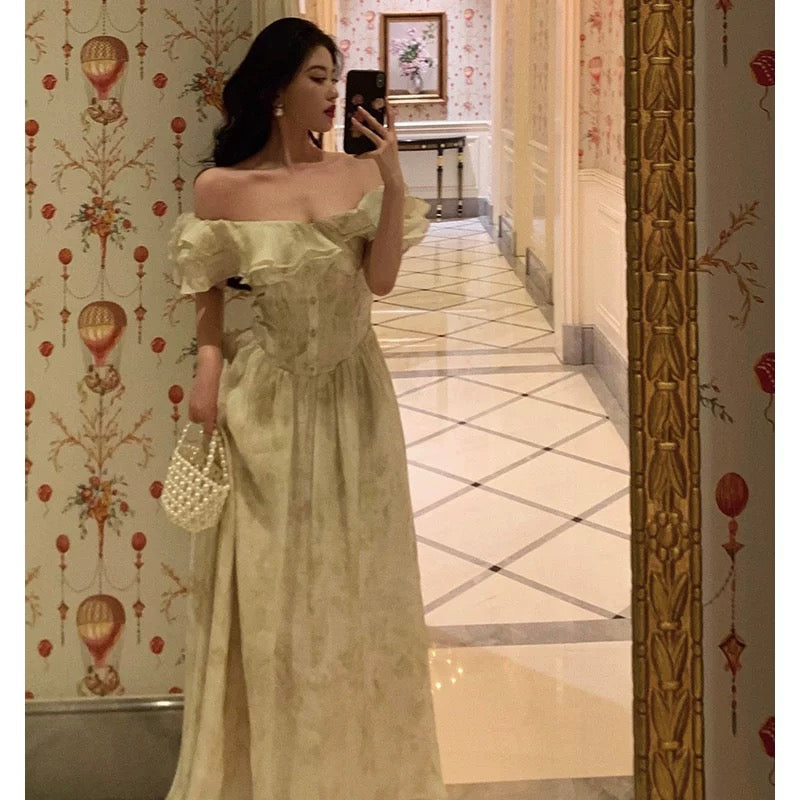 Sexy A Line Off The Shoulder Short Sleeves Floral Prom Dresses Birthday Outfits Evening Gown