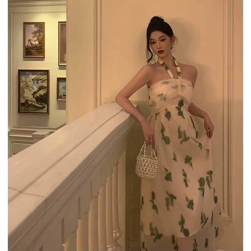 Sexy A Line Halter Floral Prom Dresses Birthday Outfits Evening Gown