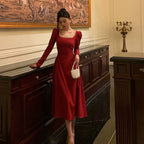 Sexy A Line Square Neckline Red Prom Dresses Birthday Outfits Evening Gown
