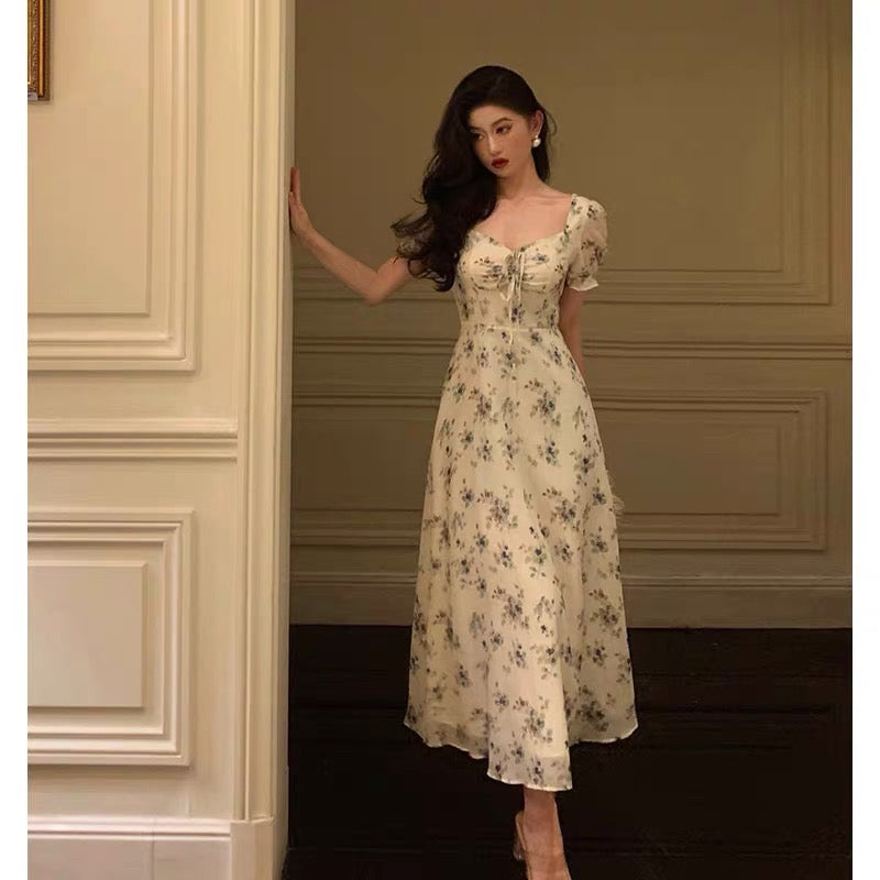 Sexy A Line Straps Floral Chiffon Ruffles Prom Dresses Birthday Outfits Evening Gown