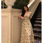 Sexy A Line Straps Floral Chiffon Ruffles Prom Dresses Birthday Outfits Evening Gown