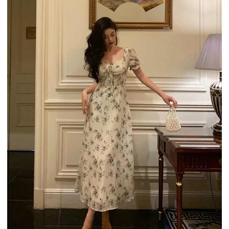 Sexy A Line Straps Floral Chiffon Ruffles Prom Dresses Birthday Outfits Evening Gown