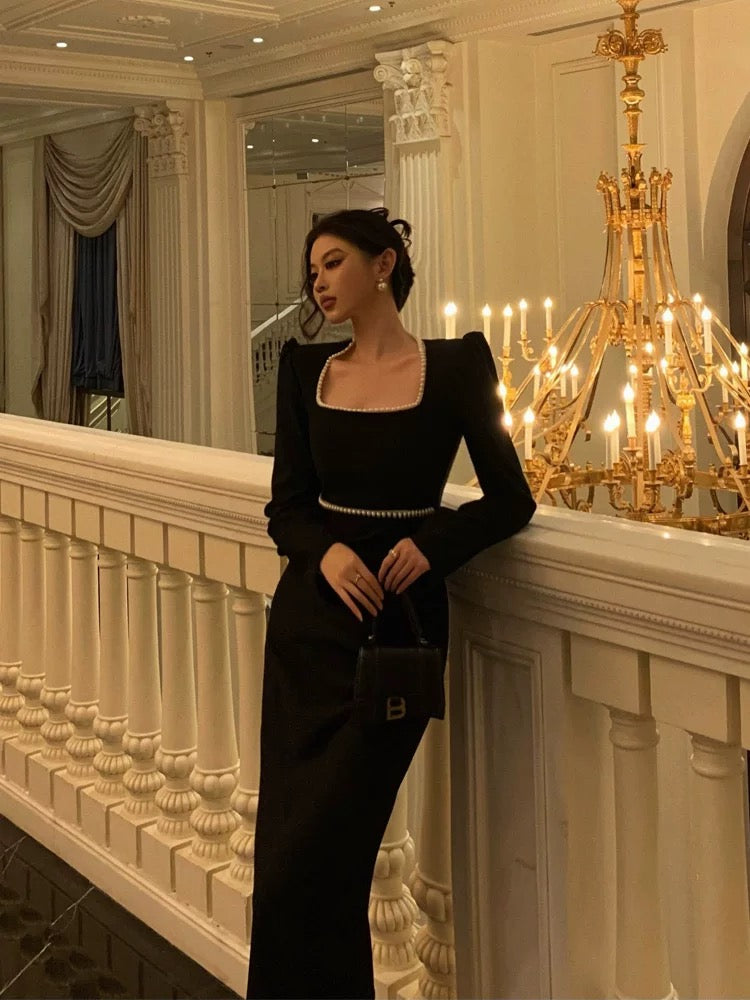 Elegant Sheath Square Neckline Black Velvet Prom Dresses Birthday Outfits Evening Gown