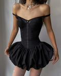 Sexy Spaghetti Straps Lace Satin Black Cocktail Dress Short Homecoming Dress Y9958