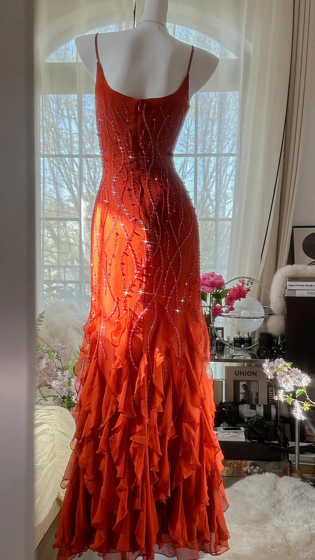 Beautiful  Exquisite Beaded Long Chiffon Evening Gown Birthday Party Gown Prom Dress Y9774