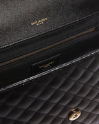 Saint Laurent Envelope Triquilt Large YSL Shoulder Bag In Grained Leather