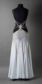 Gorgeous Spaghetti Straps Satin Beaded Mermaid Prom Dress Backless Long Party Gown SP380