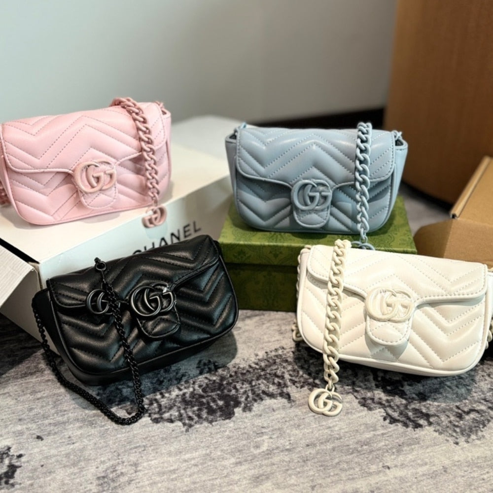 GUCCI GG MARMONT BELT BAG PALE BLUE 16CM 699757 UM8KV 4928