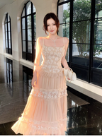 Cute Spaghetti Straps Light Pink Tulle A Line Long Birthday Prom Dress Party Gown SP1505